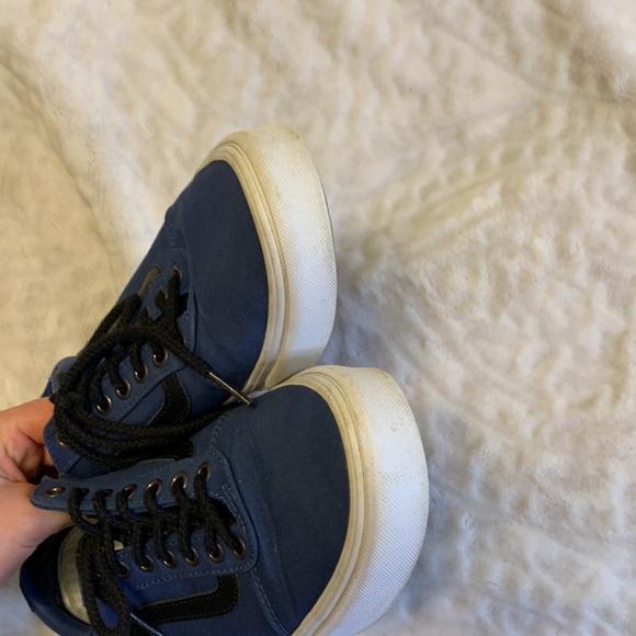 Vans Old Skool Canvas Low Skate Sneakers Navy Black Size 9.5 - Picture 7 of 11